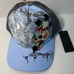 ED HARDY Embellished with embroidery color-blocked hat